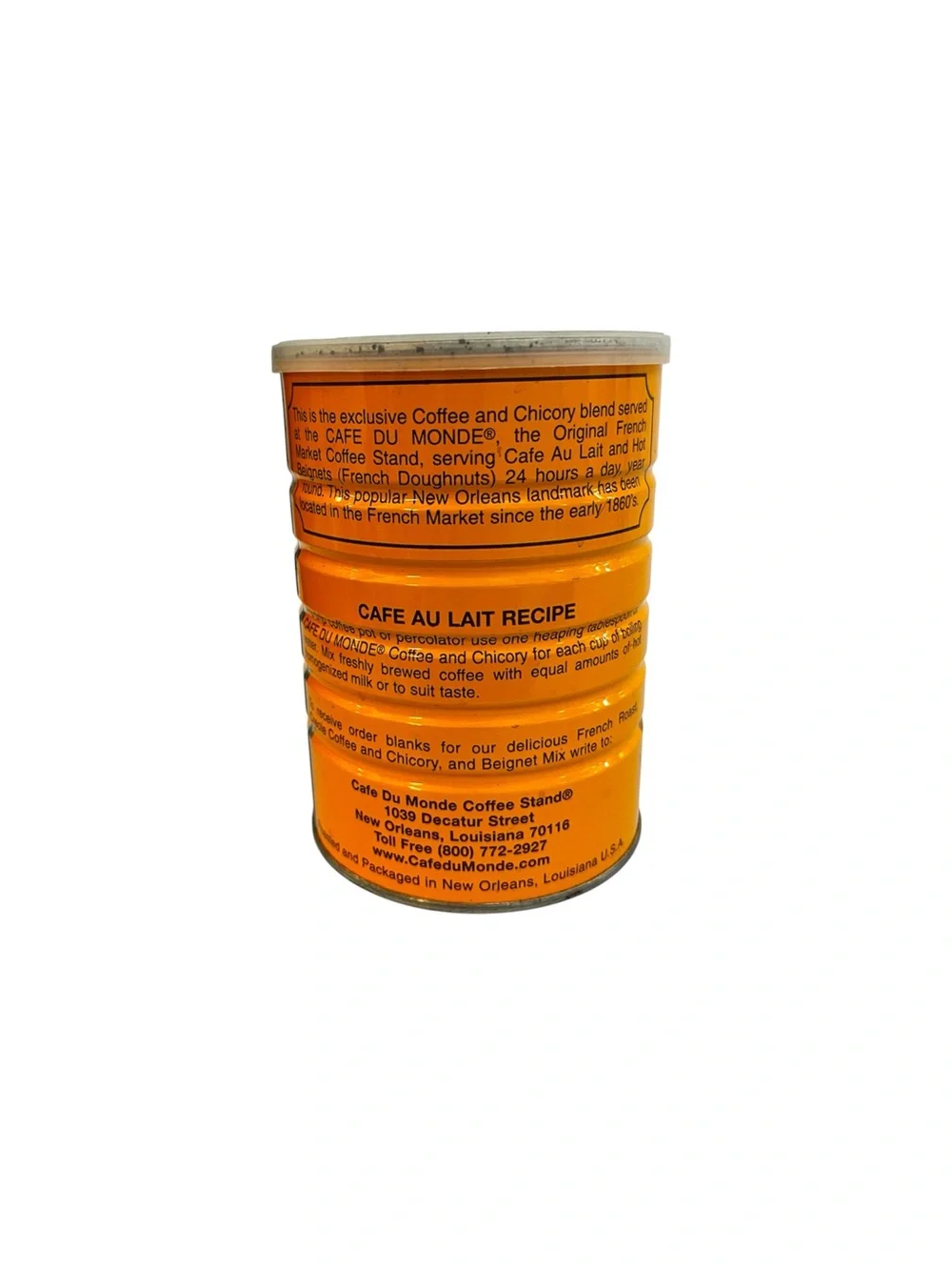 Cafe Du Monde Coffee Can 15oz Container w/Lid Yellow Metal Empty